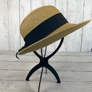 Karen Keith Braided Toyo Straw Sun Hat with Grossgrain Ribbon